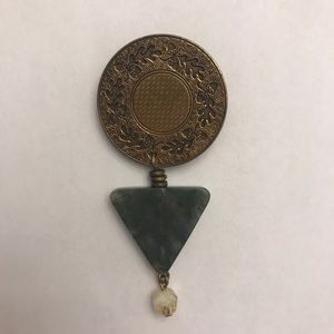 Antique look bronze and stone Pin